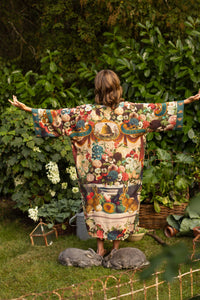 Kimono |Market of Stars| Stay Gold Opera Duster Kimono Robe w/ Rabbits Flowers & Bees