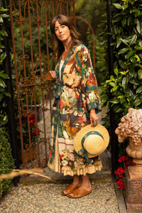 Kimono |Market of Stars| Stay Gold Opera Duster Kimono Robe w/ Rabbits Flowers & Bees