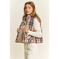 Vest | CROP| PLAID |HIGH NECK |PUFFER VEST