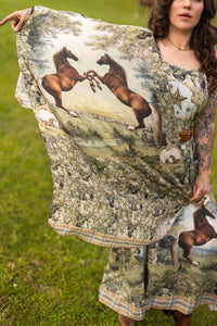 Scarf| Market of Stars |- Born To Run Scarf with Wild Horse & Floral Print