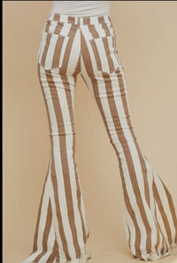 Ladies Jeans| Striped| Tan