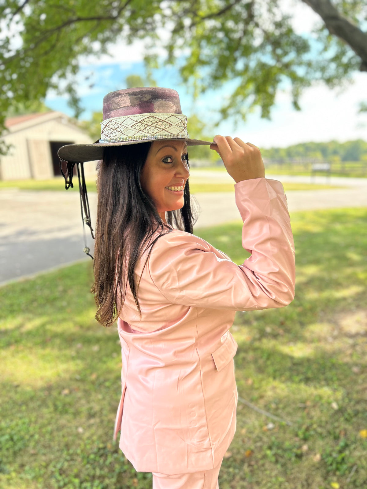 Ladies Blazer| Faux Leather |Blush