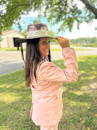 Ladies Blazer| Faux Leather |Blush