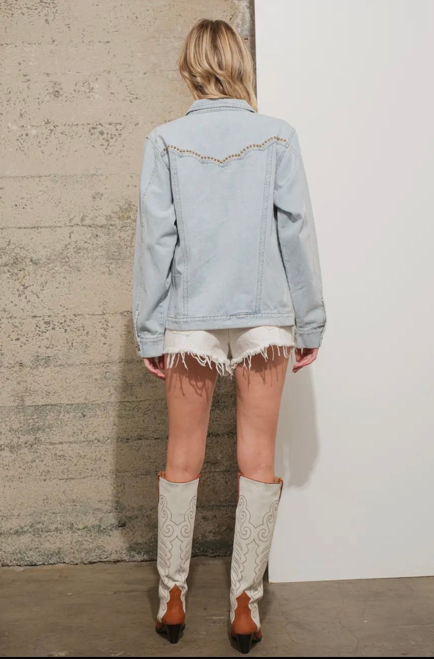 Ladies Denim | Studded | Jacket | Lightwash