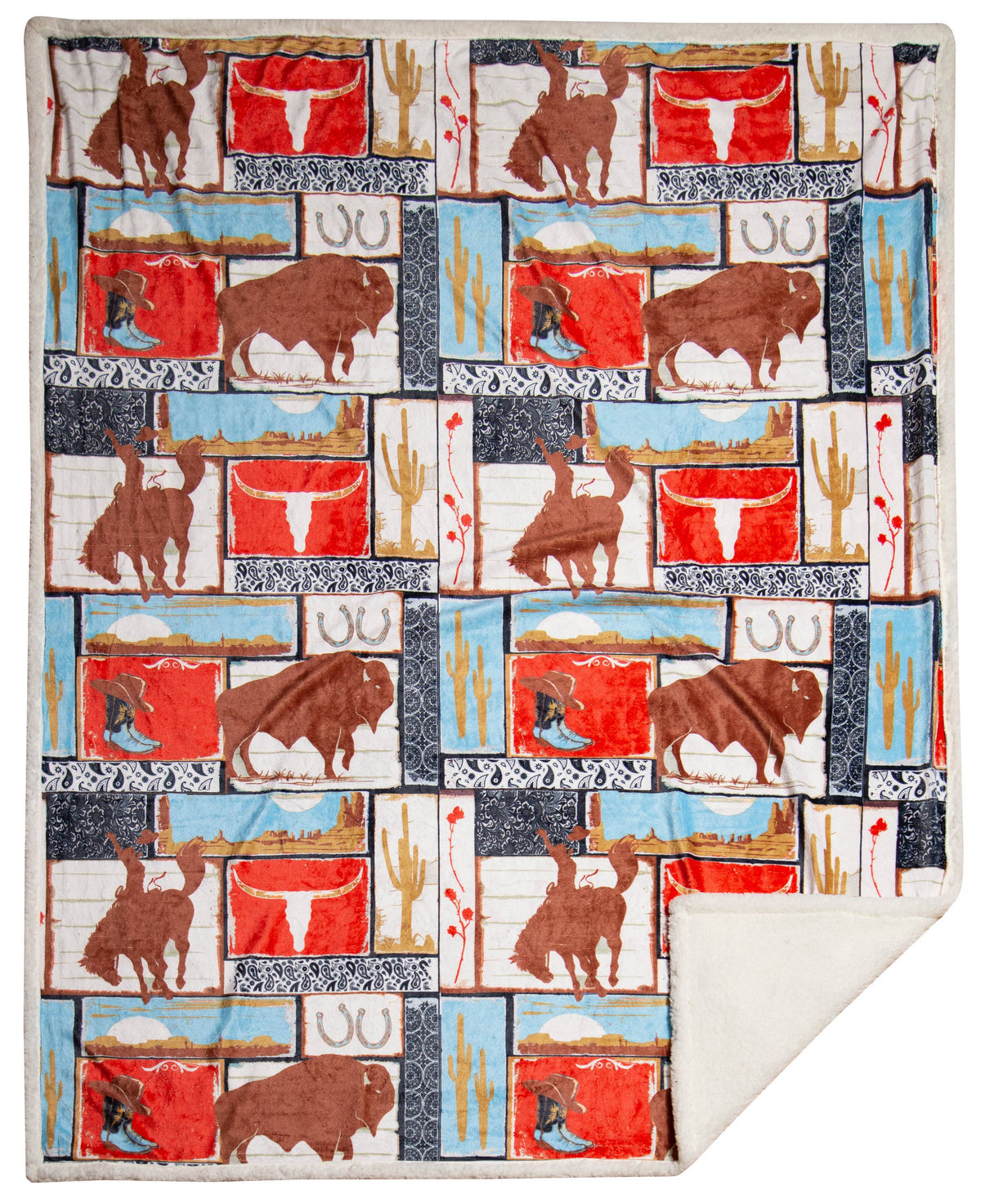 Wrangler® | Vintage | Western |  Plush |Sherpa Throw