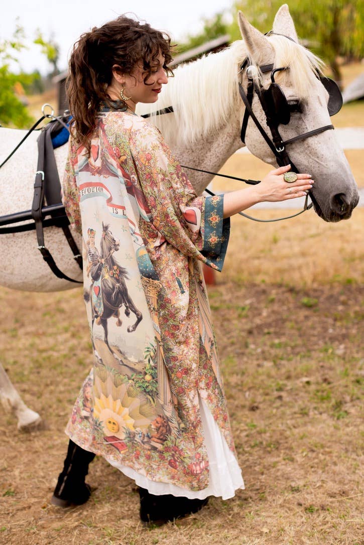 Kimono | Love Revolution Opera Duster Kimono Robe w/ horse & florals