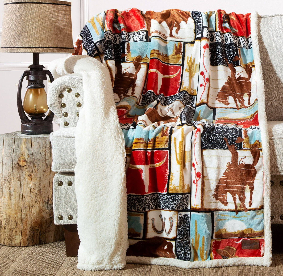 Wrangler® | Vintage | Western |  Plush |Sherpa Throw