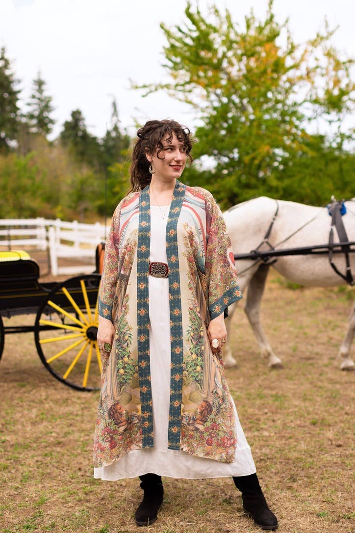 Kimono | Love Revolution Opera Duster Kimono Robe w/ horse & florals