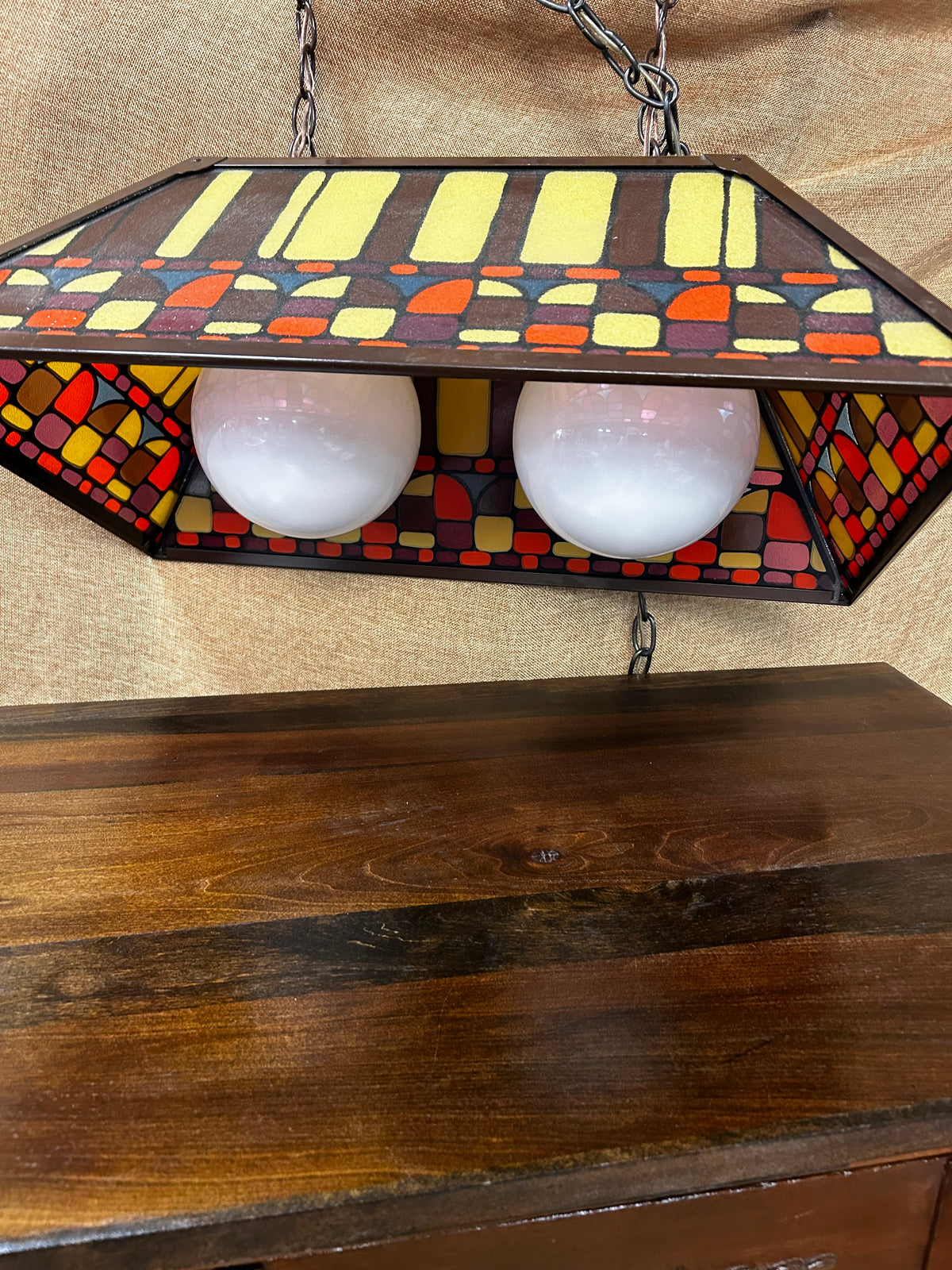 Vintage Light Fixture| Stained Glass |
