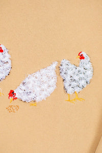 Sweatshirt |Ladies | Crewneck | Chicken | Embroidered