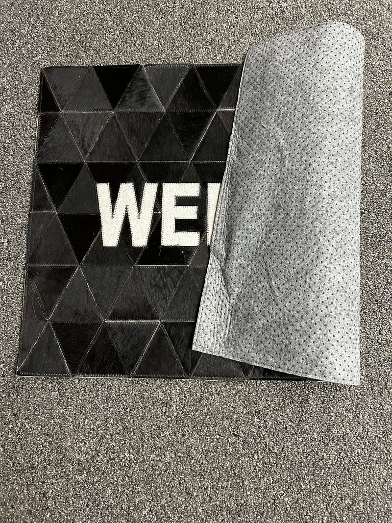 Welcome Mat| Cowhide| Black