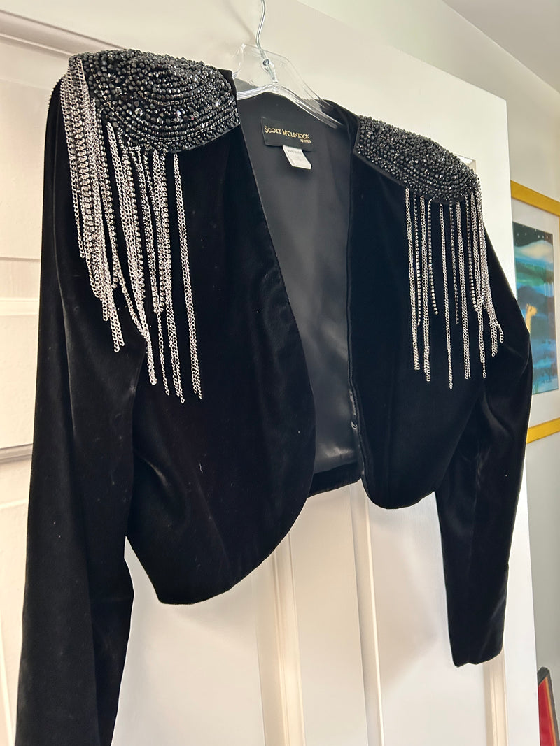 Custom Vintage | Black Velvet | Crop Jacket