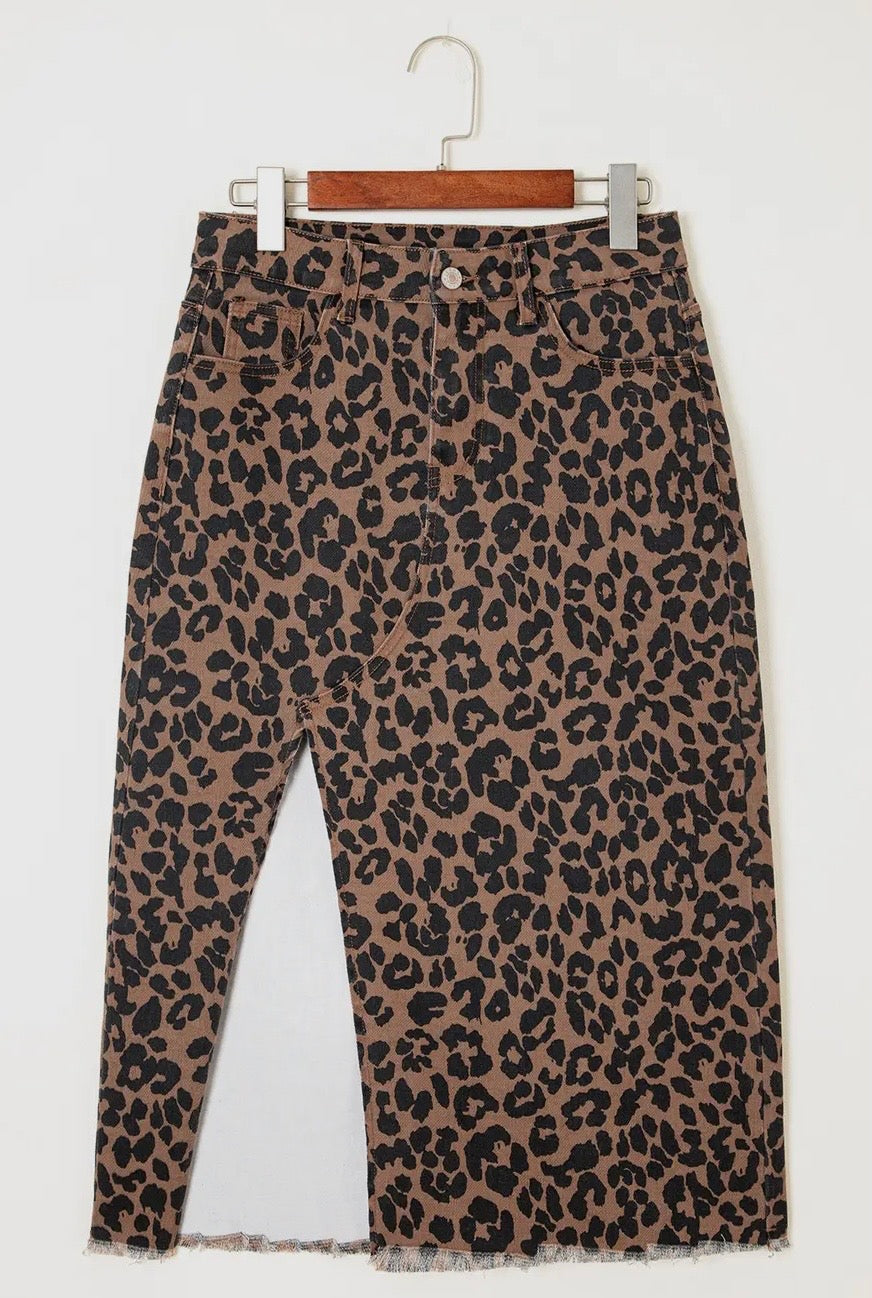 Denim Skirt | Leopard