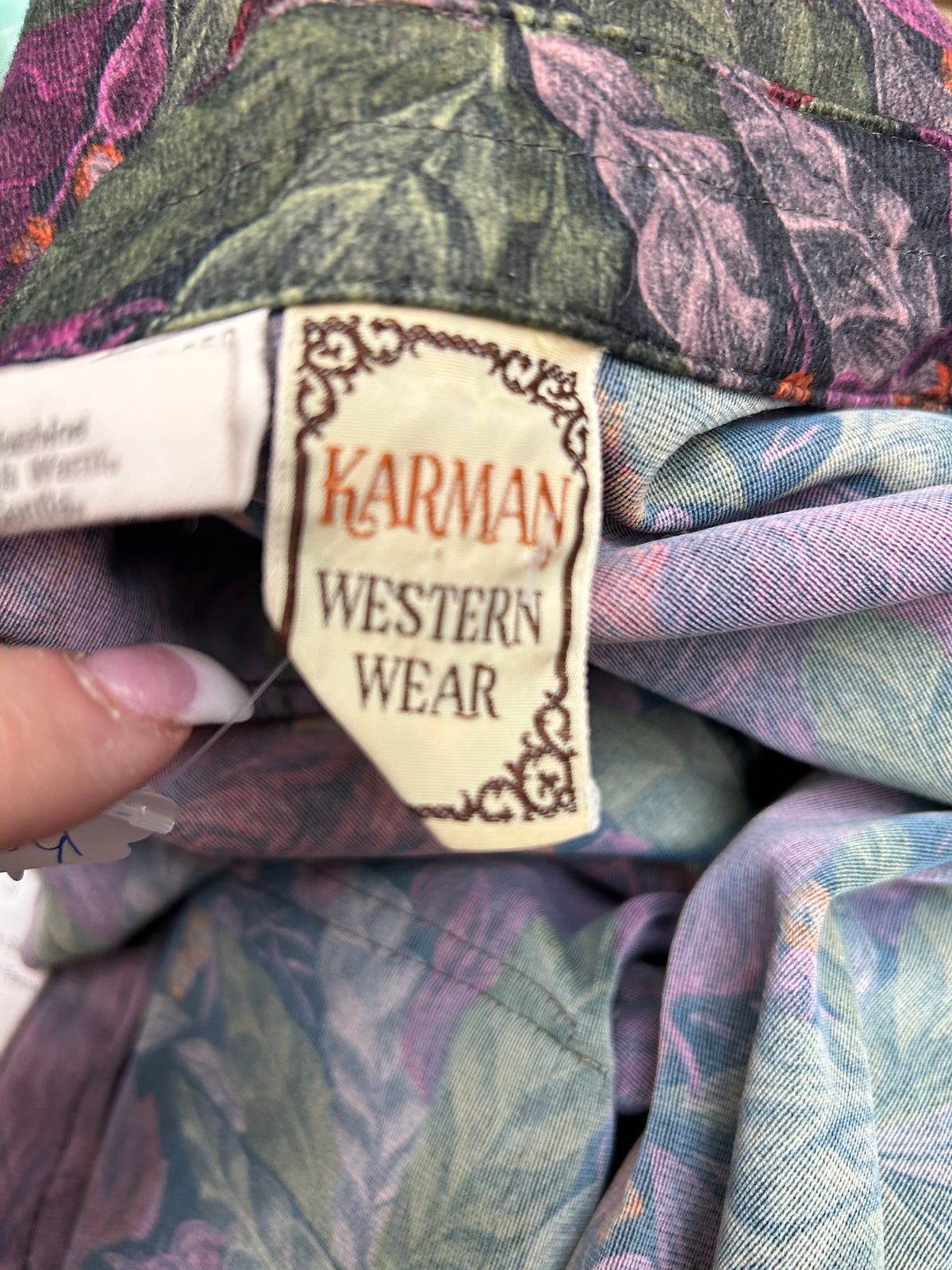 Vintage Western Shirt| floral | pearl snap
