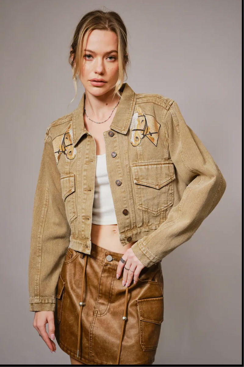 Denim Jacket |Embroidered | Horse