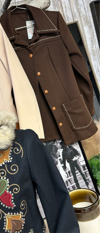 Vintage Jacket | Brown cream stitch