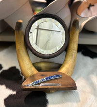 Western Antique |Shaving Mirror| Horns| Bison