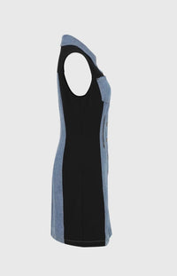 Denim Dress| Black Panel