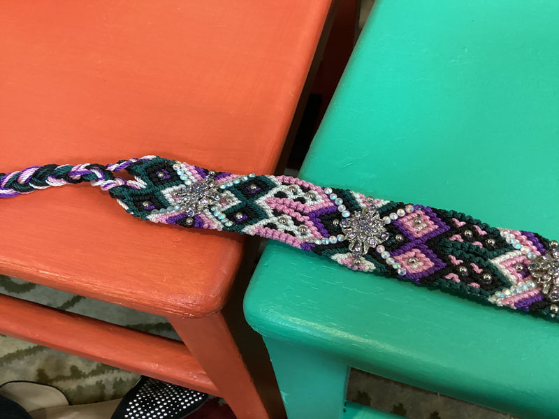 Hat Band| Beaded |Purple Pink Green