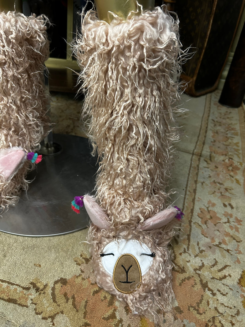 Slipper Socks| Llama| Pink