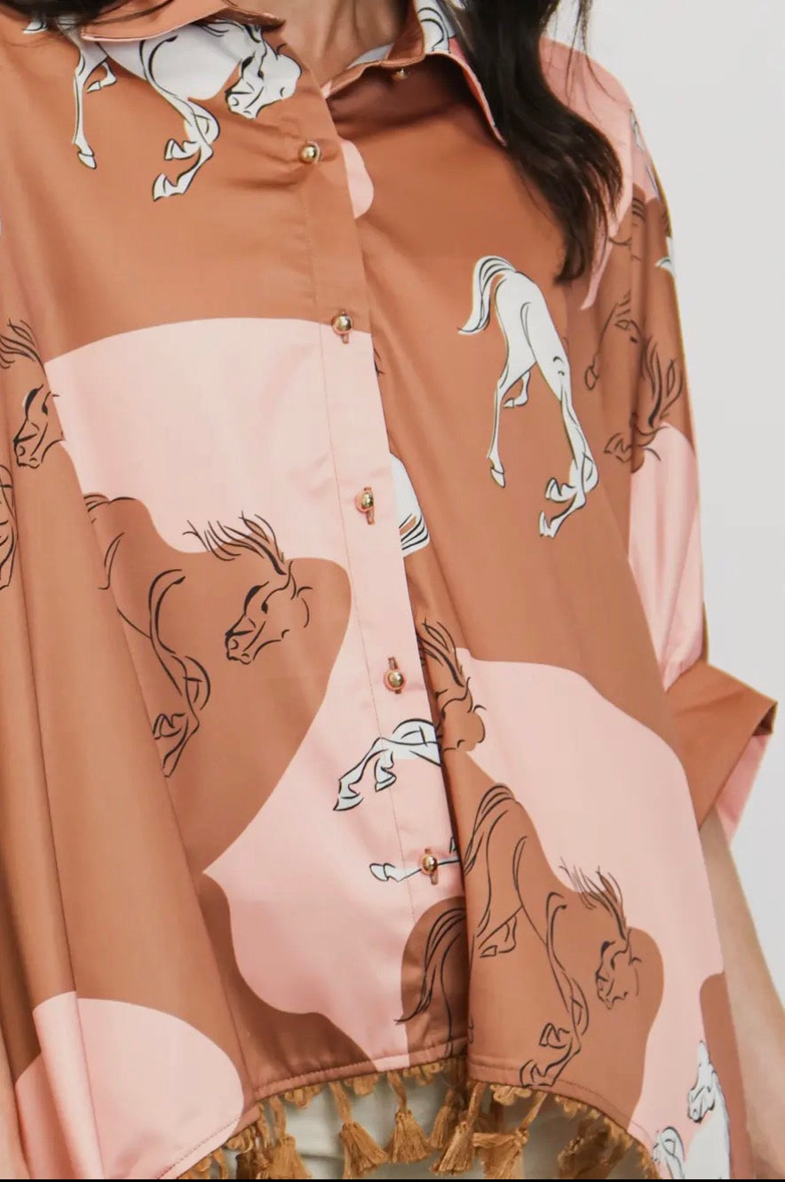 Ladies | Tunic | Blouse | Horse | Hi-Low