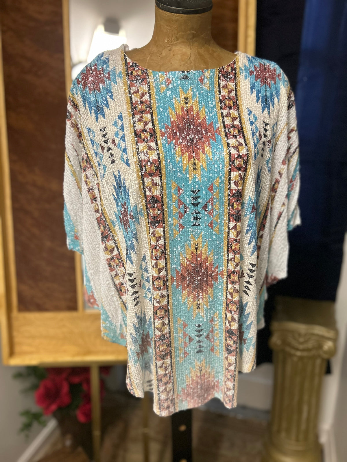 Ladies Shirt|sequin| Poncho Style