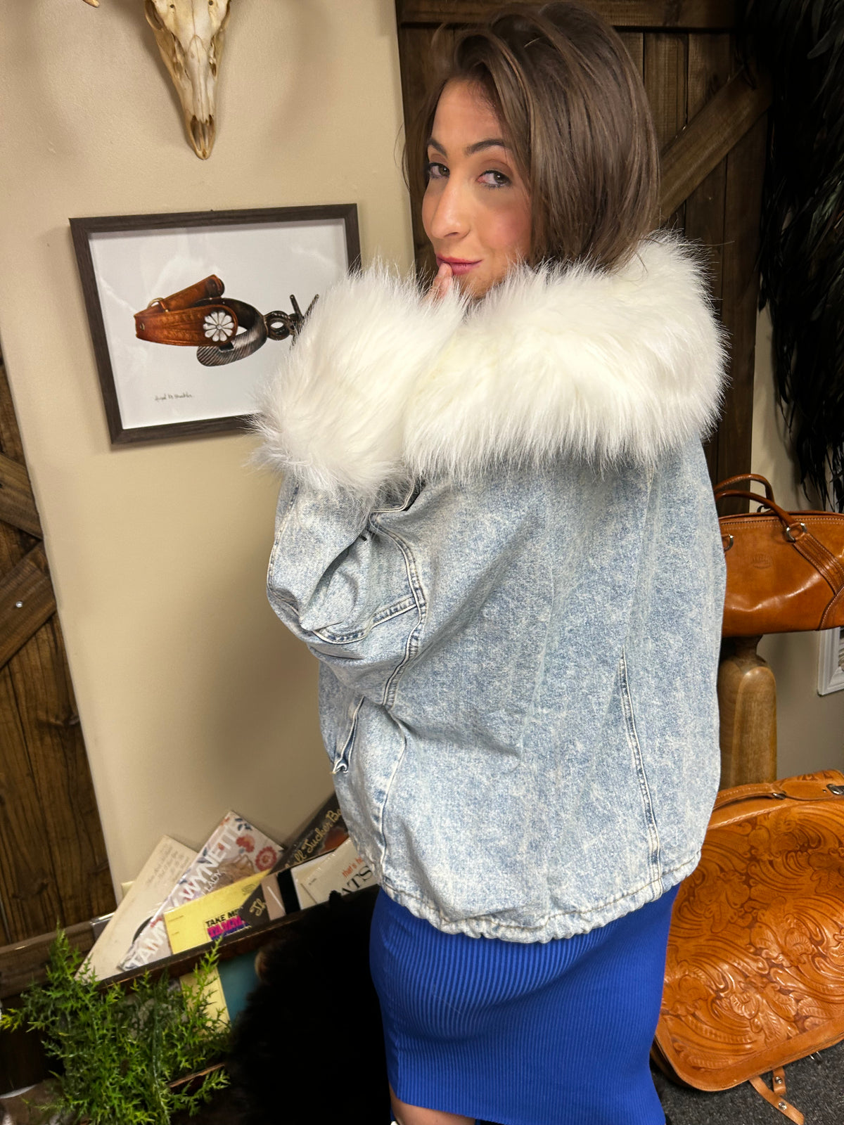 Ladies Jacket |Faux Fur |Cargo Denim