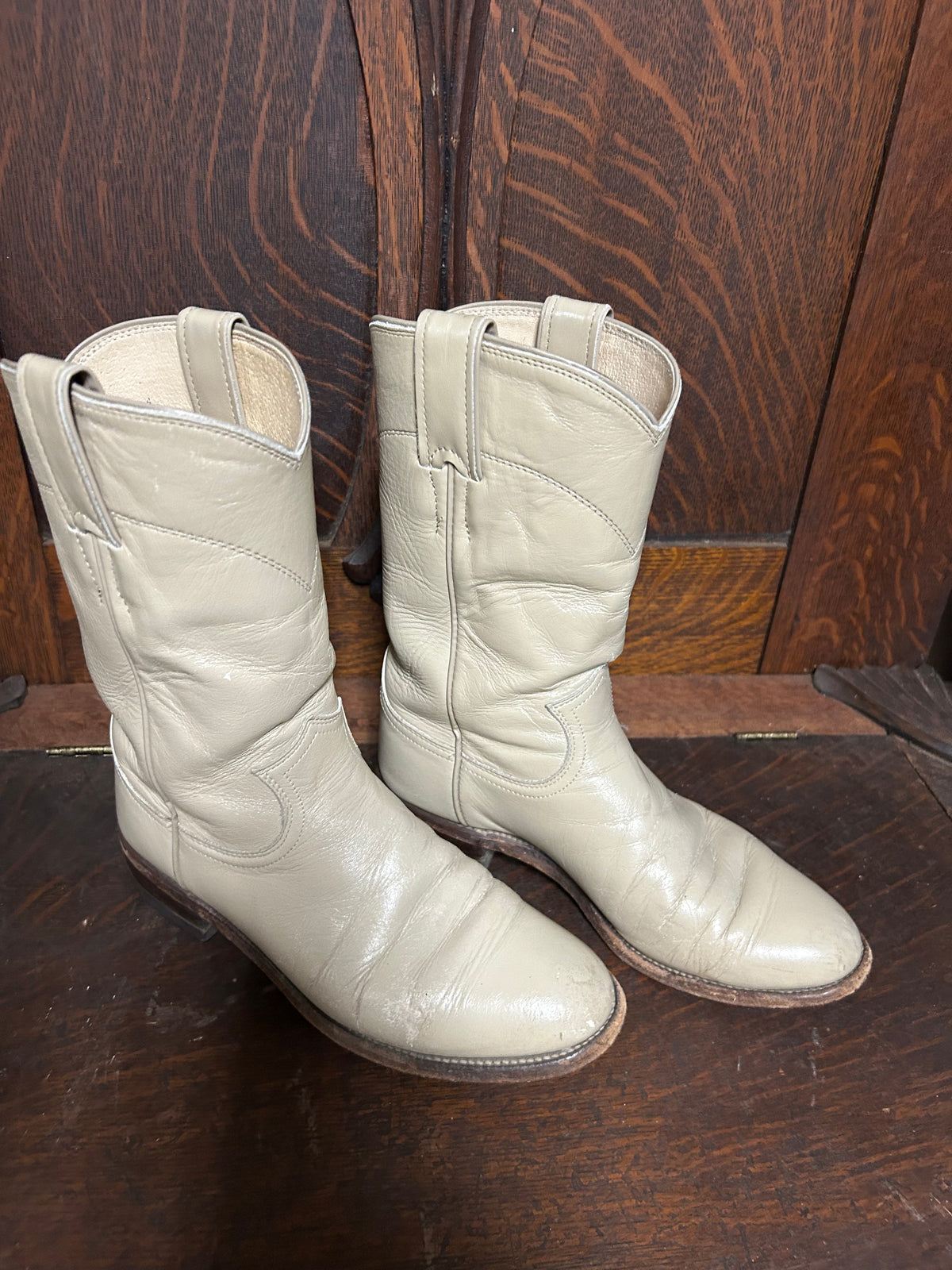 Vintage Ladies Boots|Justin Ropers|Taupe