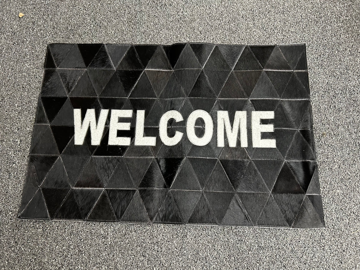 Welcome Mat| Cowhide| Black