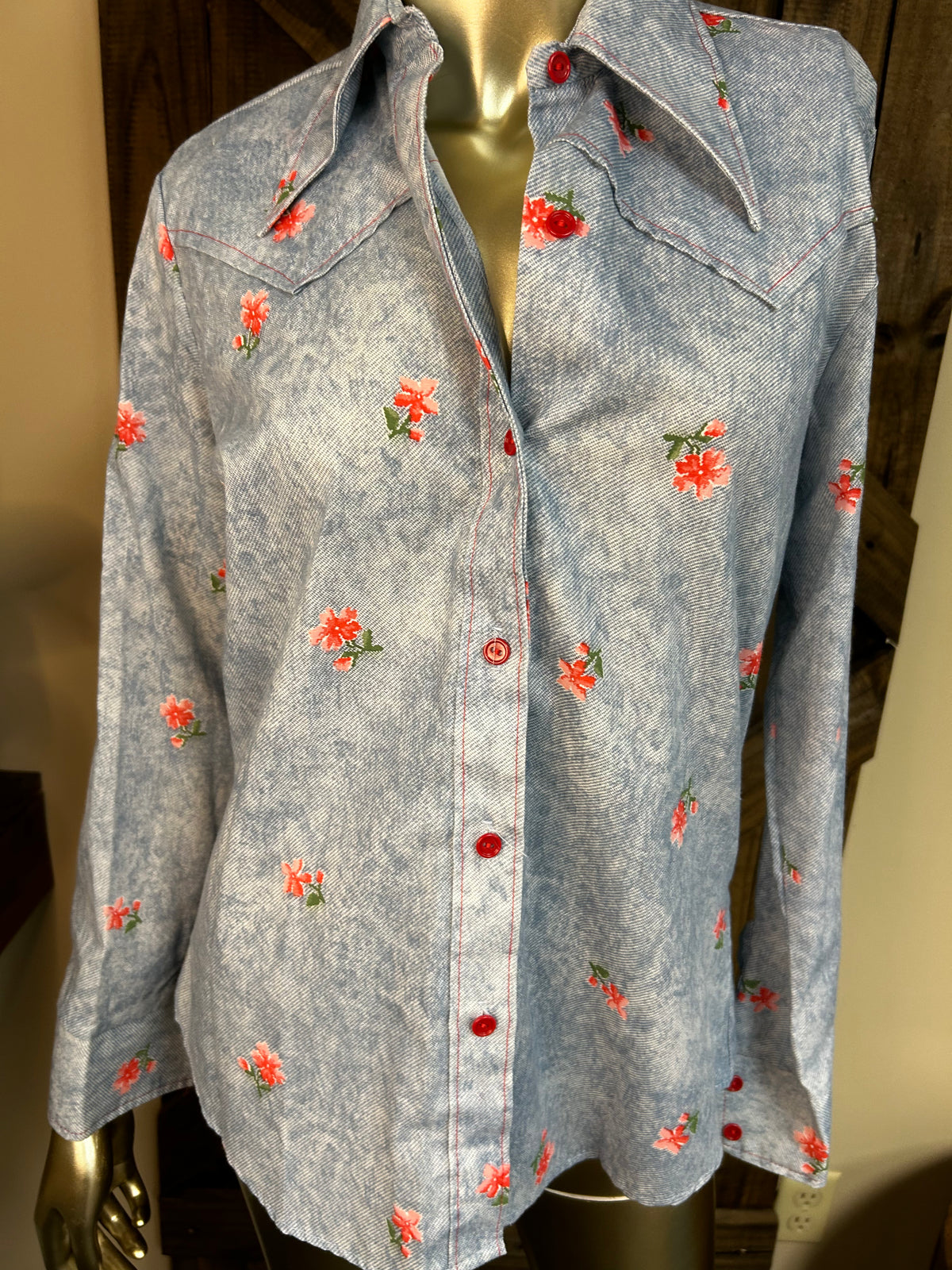 Vintage Ladies Blouse| Denim Rose