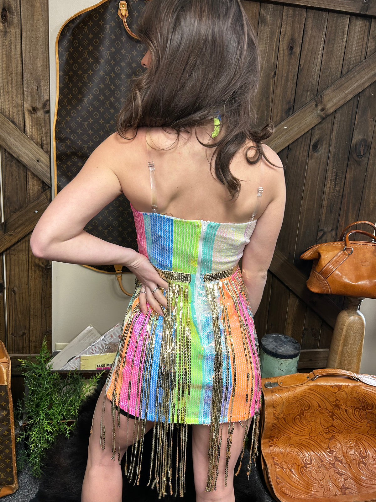 Sequin Fringe Dress | Pastel or | Black & Silver