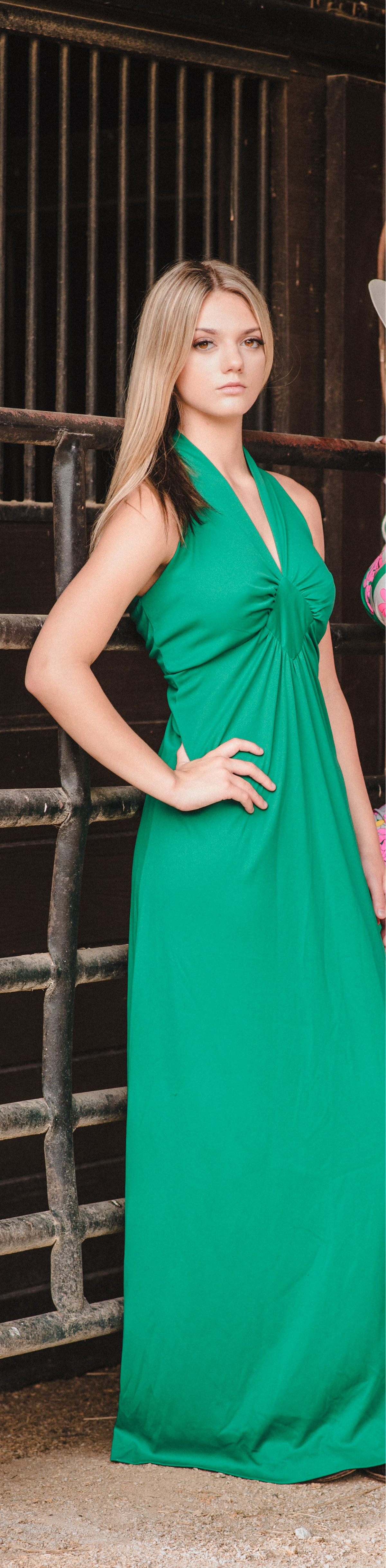 Vintage Maxi Dress| Halter | Green