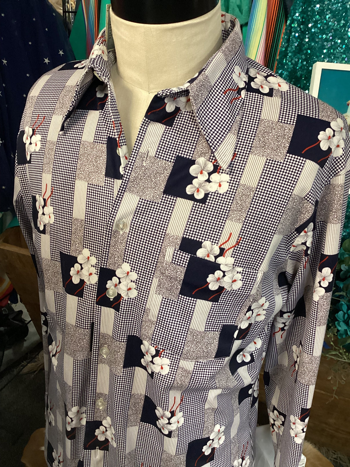 Vintage Shirt| Men’s | Floral Blue