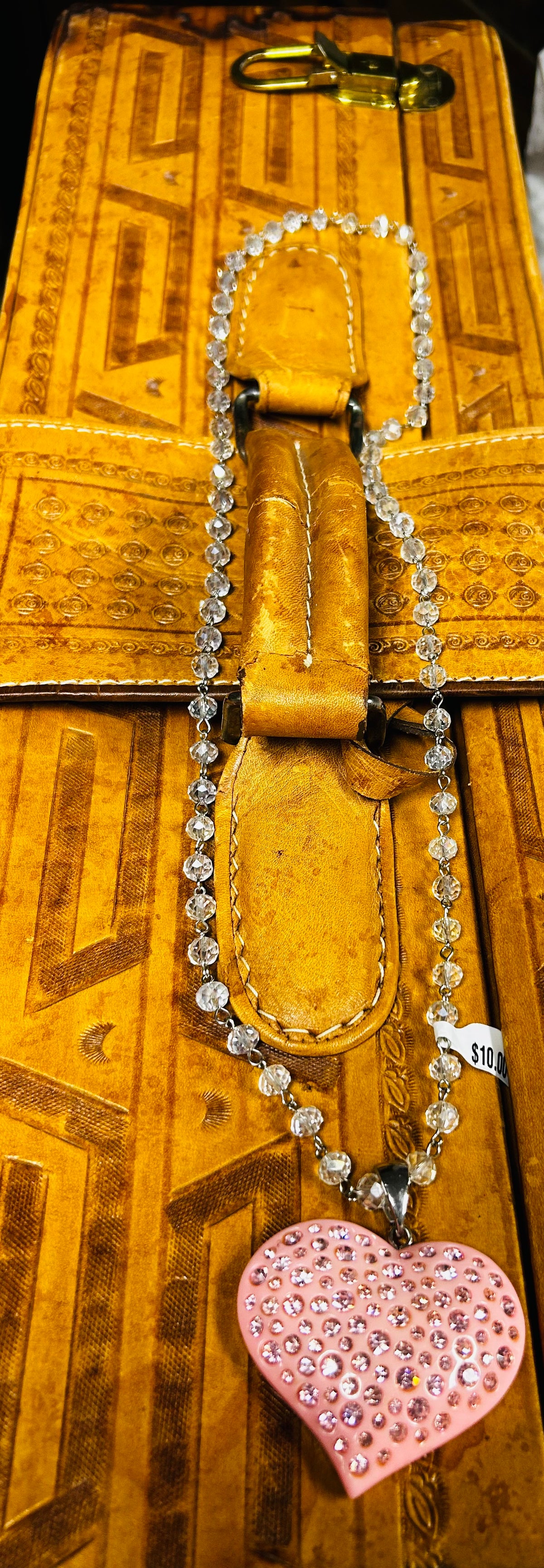 Faux Crystal Heart Necklace