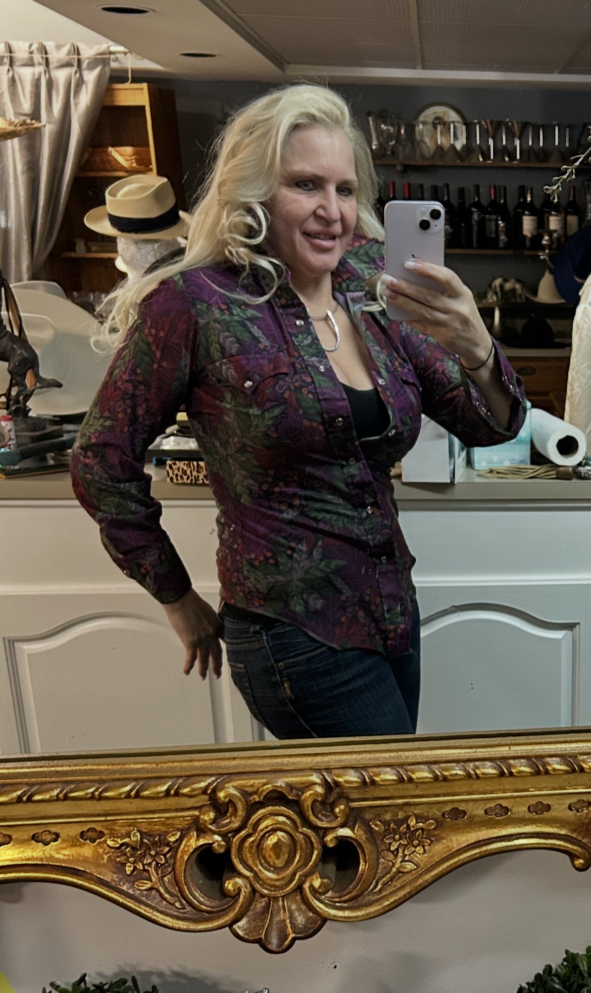 Vintage Western Shirt| floral | pearl snap