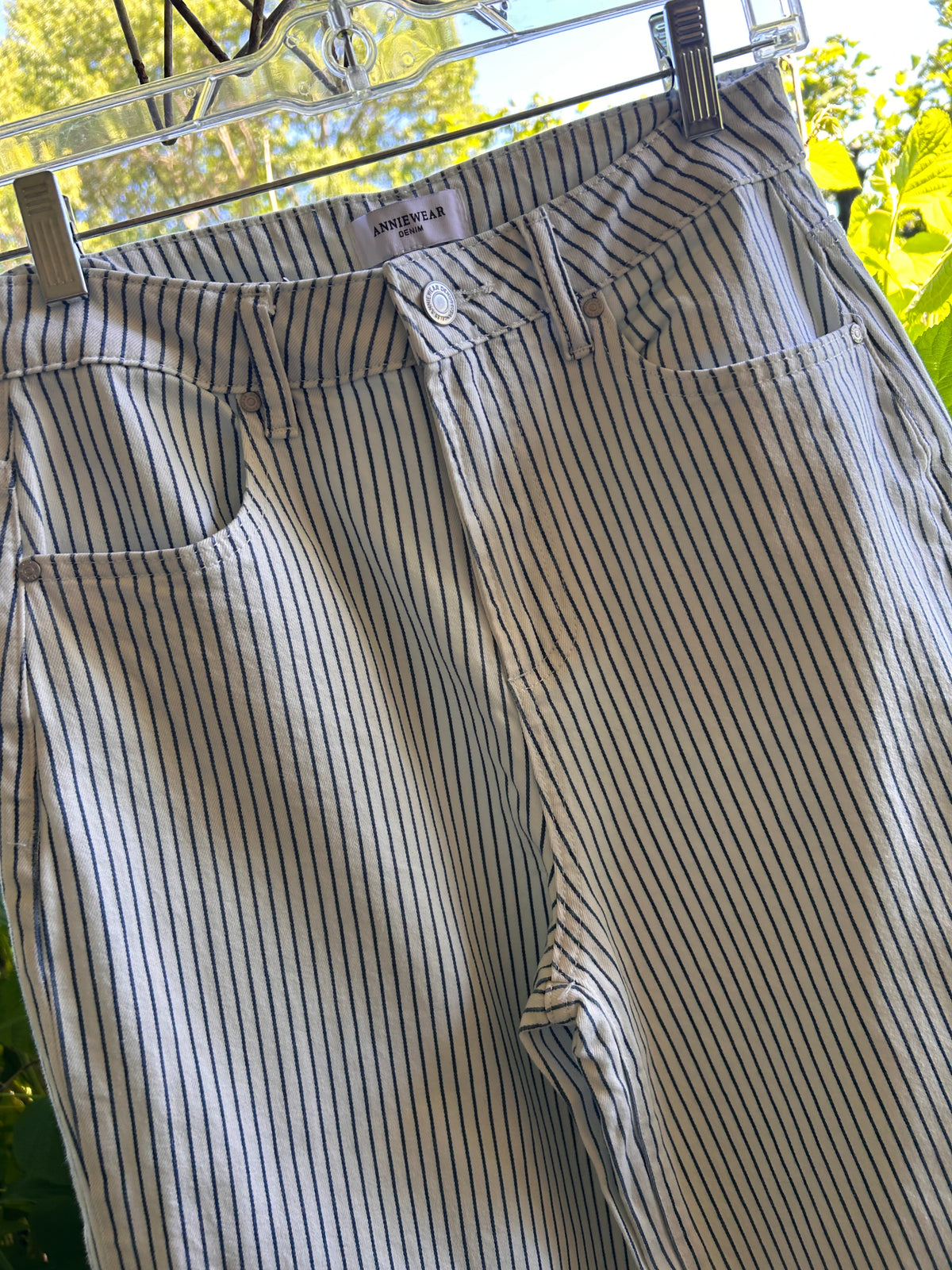 Jeans| Pinstripe| white & navy