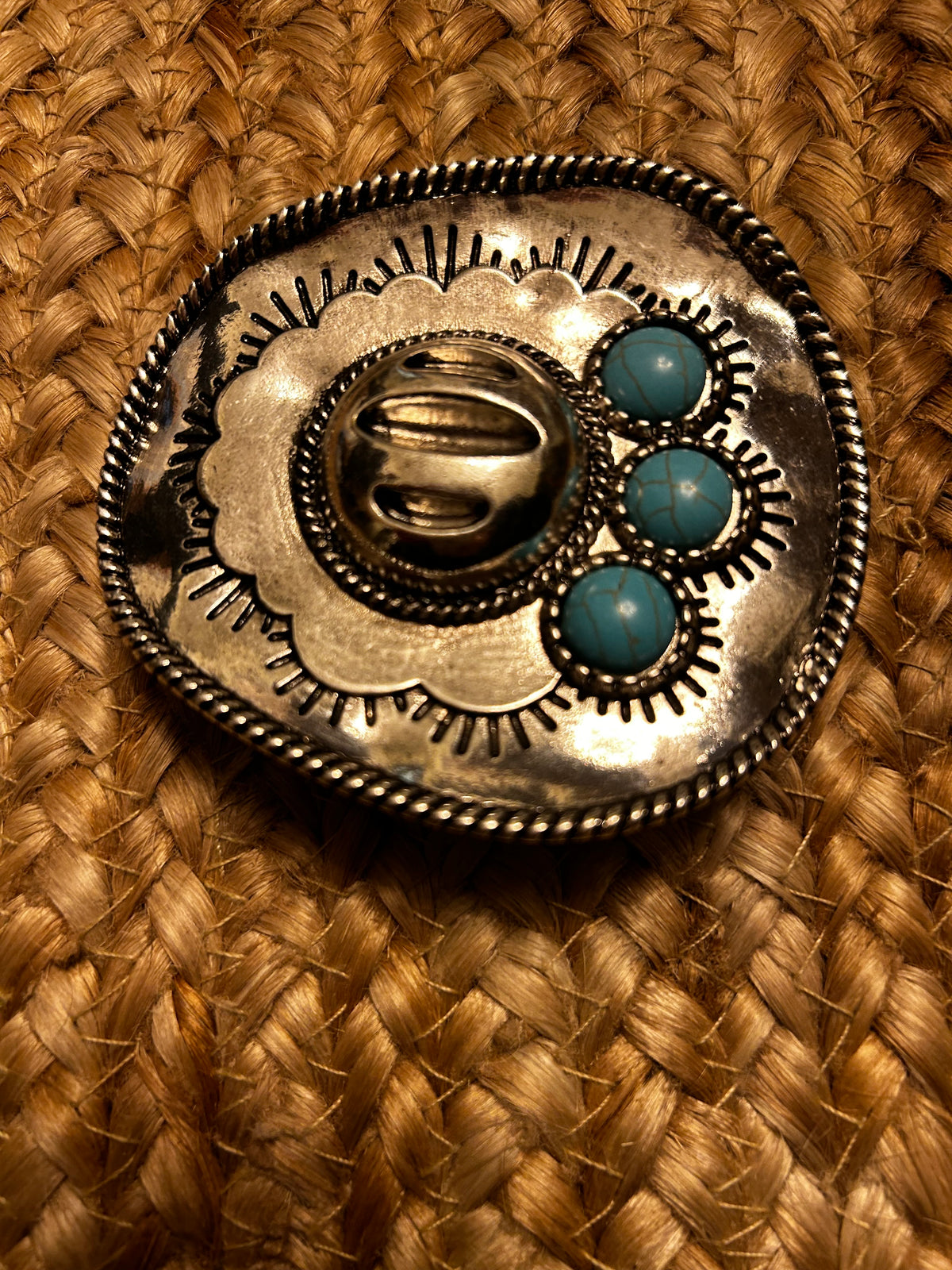 Belt Buckle| Cowboy Hat| Faux Turquoise