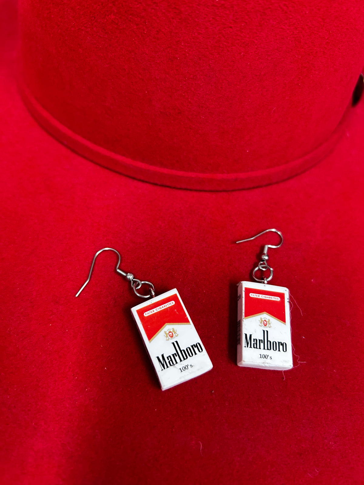Mini cigarette pack earrings