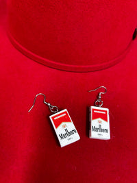 Mini cigarette pack earrings