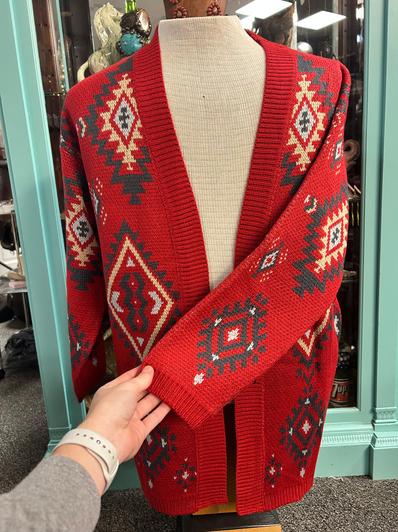 Ladies | Red | Western | Cardigan