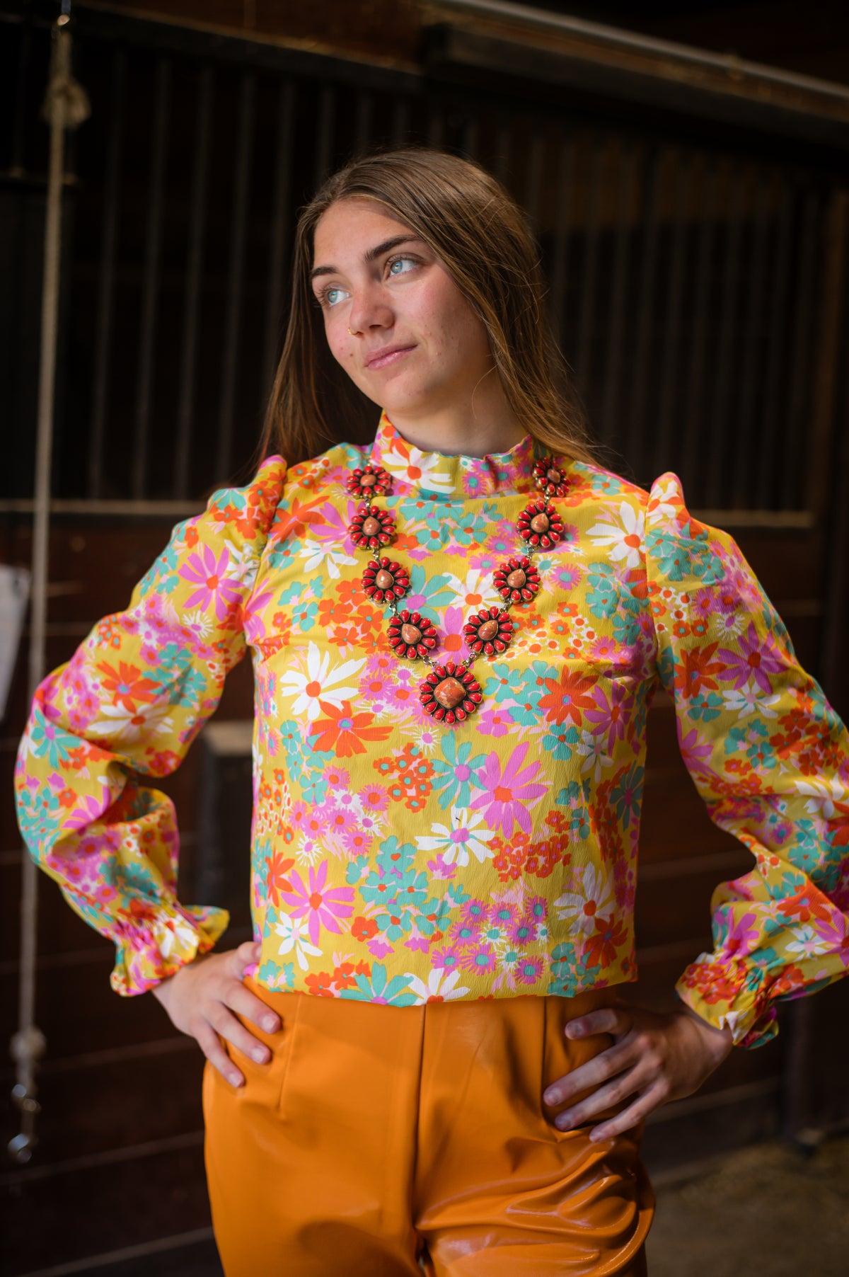 Ladies | Vintage | Bright Floral | Blouse