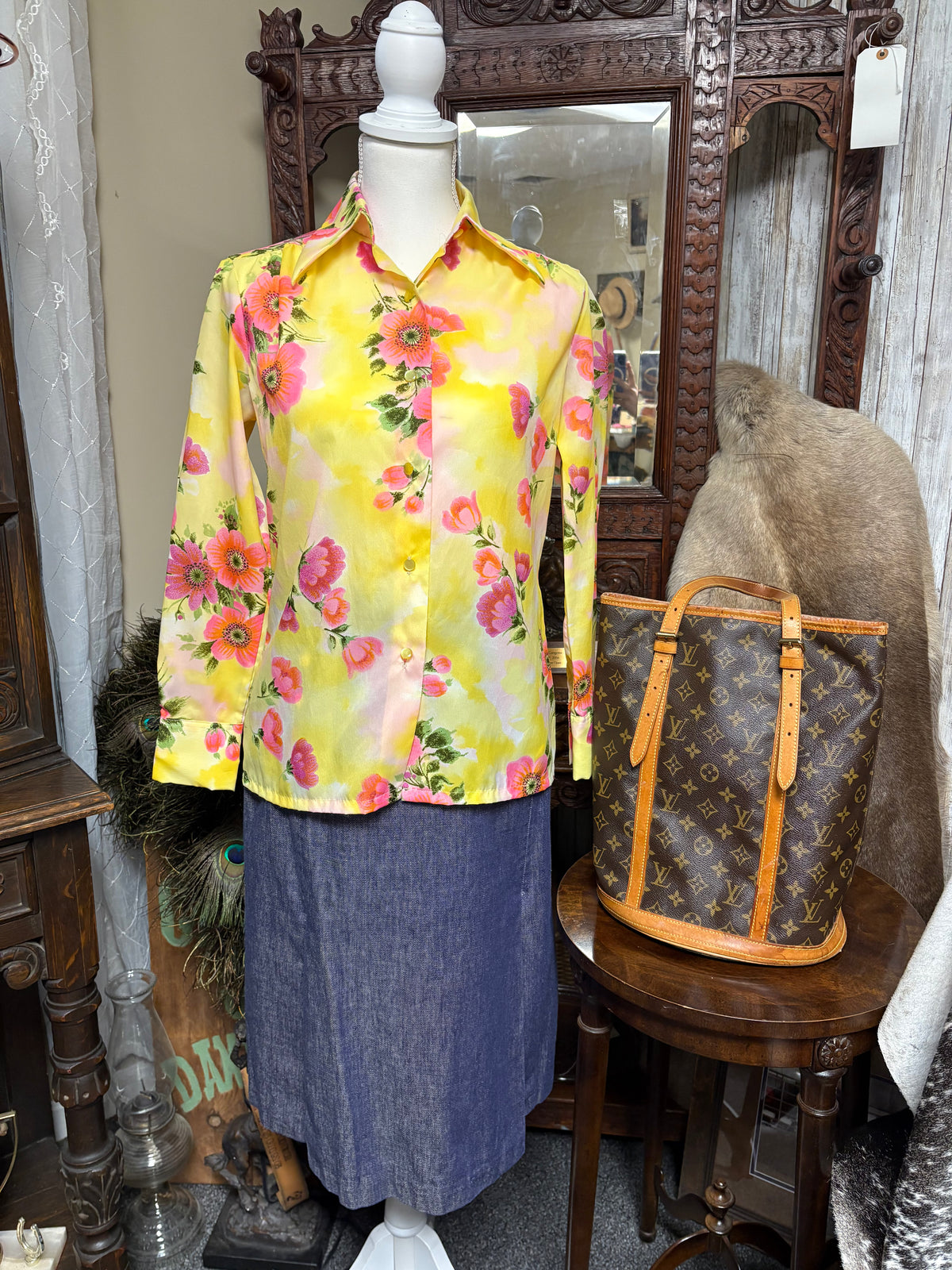 Ladies | Vintage | Floral | Button Up | Blouse