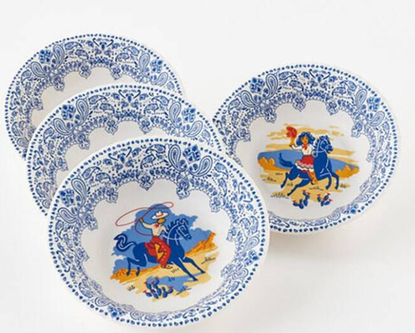 Cowboy & Cowgirl Melamine Bowl Set | Set of 4