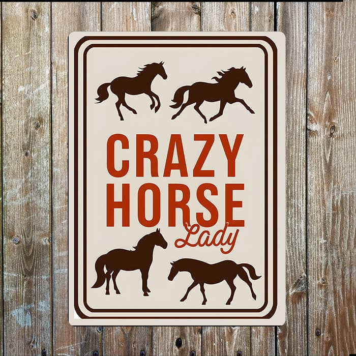 Crazy Horse Lady | Western Metal Sign