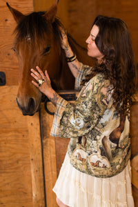 Kimono |Market of Stars |Born to Run Pixie Duster Crop Kimono w/ Horse & Flower Print