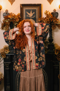 Kimono |Market of Stars|- Heart of Gold Pixie Duster Crop Kimono w/ Sacred Heart
