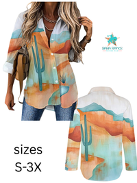 Blouse| BAHA RANCH |Colores de Mexico |Turquoise |Desert |Button Up