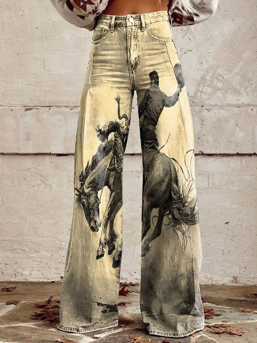 Pants| wide leg |flared |pants| Cowboy