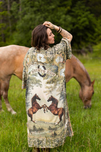 Kimono |Market of Stars |Born to Run Opera Duster Kimono Robe w/ Horse & Flower Print