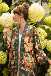 Kimono |Market of Stars| Stay Gold Opera Duster Kimono Robe w/ Rabbits Flowers & Bees